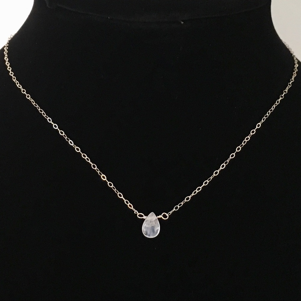 Genuine Moonstone Charm 925 S Silver Necklace - Picture 5 of 7
